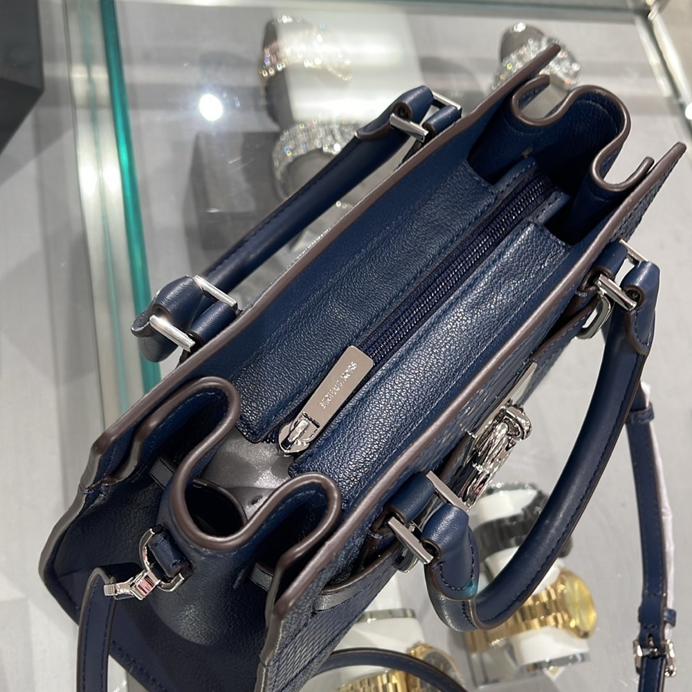 Michael Kors Hamilton Small Satchel Shoulder Crossbody Bag 
Navy Multi 
NWT - Picture 9 of 16